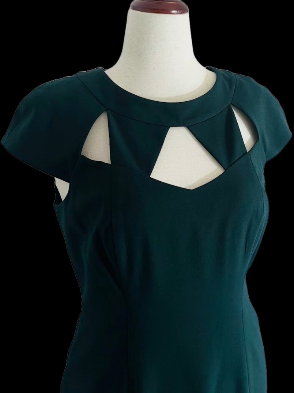 Eliza J geometric cutout sheath dress in hunter green - size 12